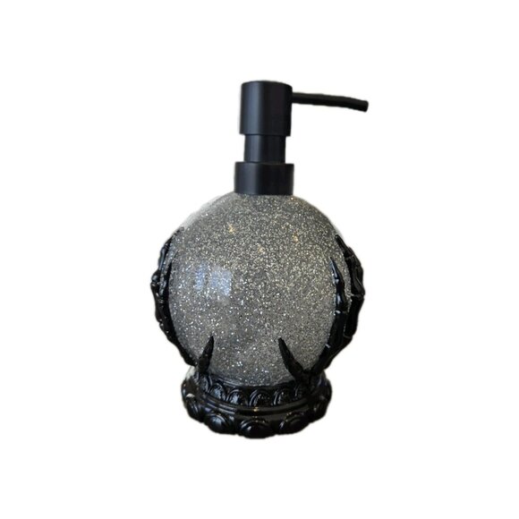New Silver Glitter Witches Hands Crystal Ball Halloween Soap Dispenser Spooky - Picture 2 of 2